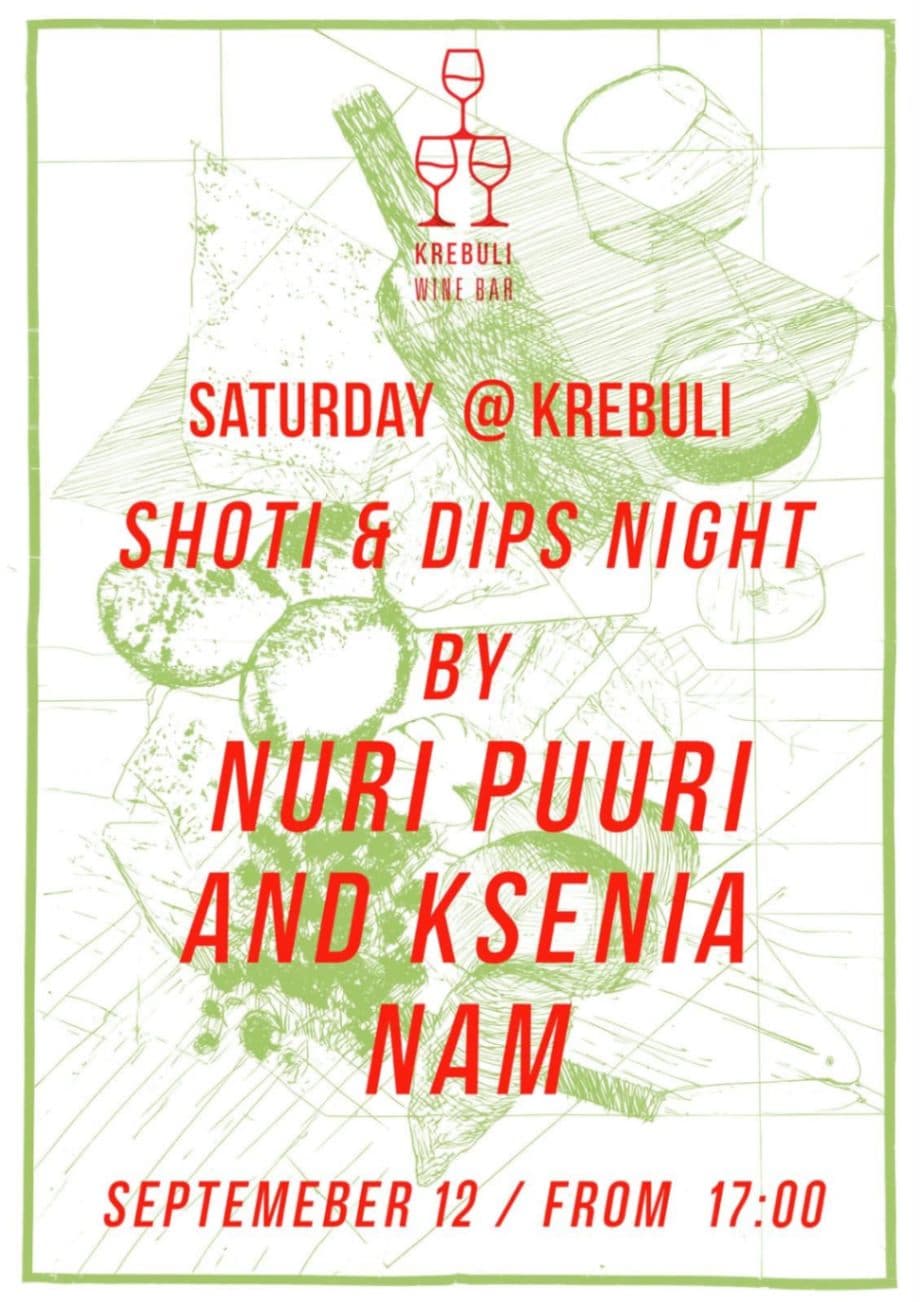 Poster for Shoti and Dips night by Nuri Puuri and Ksenia Nam