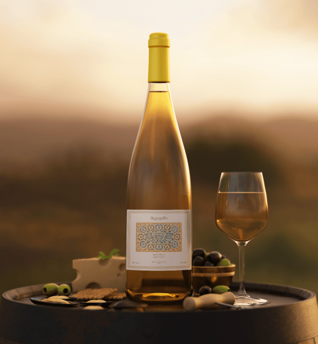 Natural wine pour showcasing low intervention philosophy